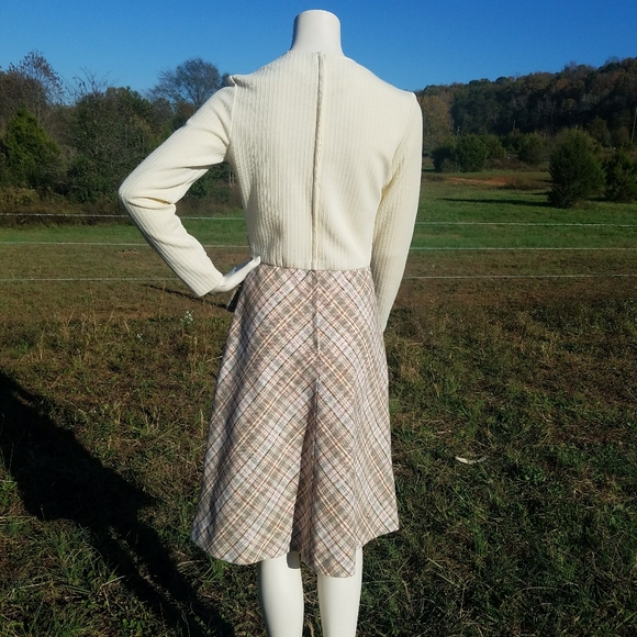 VTG 60's Howard Wolf Plaid Sweater Wool Dress - Picture 2 of 11